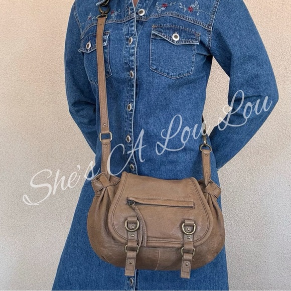 Artisan, Soft Leather Khaki Western Saddlebag Satchel Convertible Crossbody Bag - Picture 2 of 9